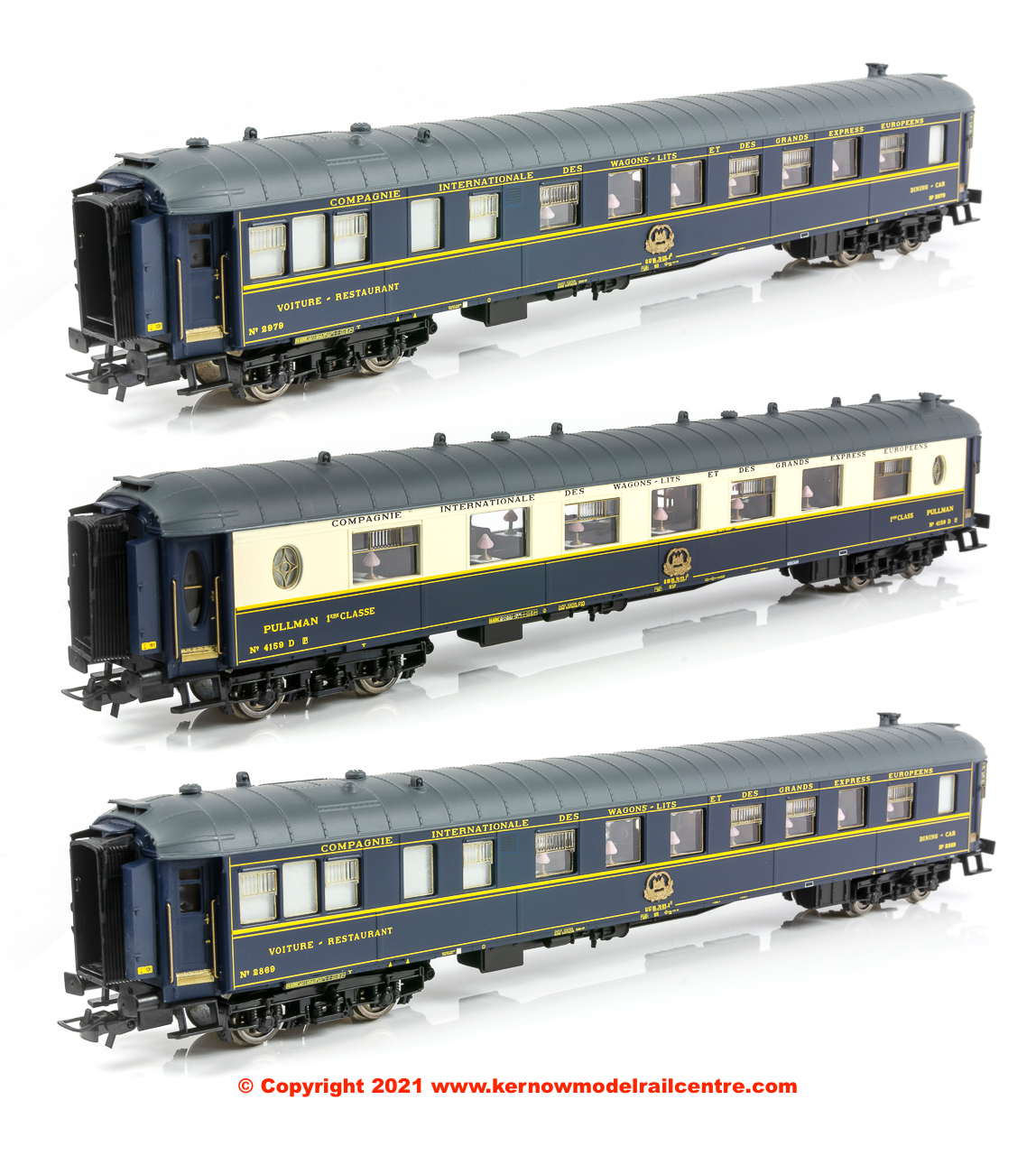 HJ4156 Jouef CIWL, 3-unit set of coaches, including 1 x "Riviera" coach number 2979, 1 x "Anatolie" coach number 2869 and 1 x "Flèche d'Or" coach number 4159, period V-VI